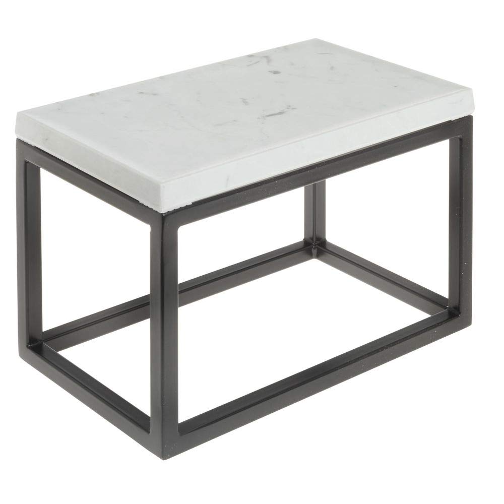 Black Display Riser with Marble Top - 7" H by HUBERT – Metal, Black, Model 73114+14683