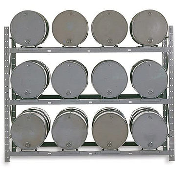 Drum Storage Rack - 12 Drums by MECO – Gray, Model DPR12