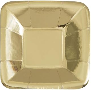 Unique Party Gold Foil Square Appetizer Plates, 5" (8-Pack) - Stunning Foil Board Design, Perfect for Parties and Events
