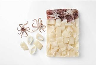 Pana Pesca Fully Cleaned Raw Squid Loligo Ring and Tenticles - 1 inch Wide Cut, 2.5 Pound -- 12 per case.
