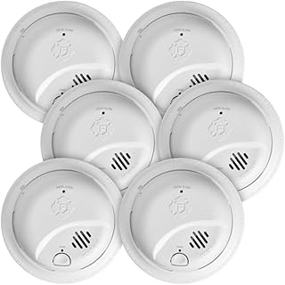 First Alert Smoke Alarm, Interconnect Hardwire Detector with 10-Year Battery Backup, SMI105-AC, 6-Pack