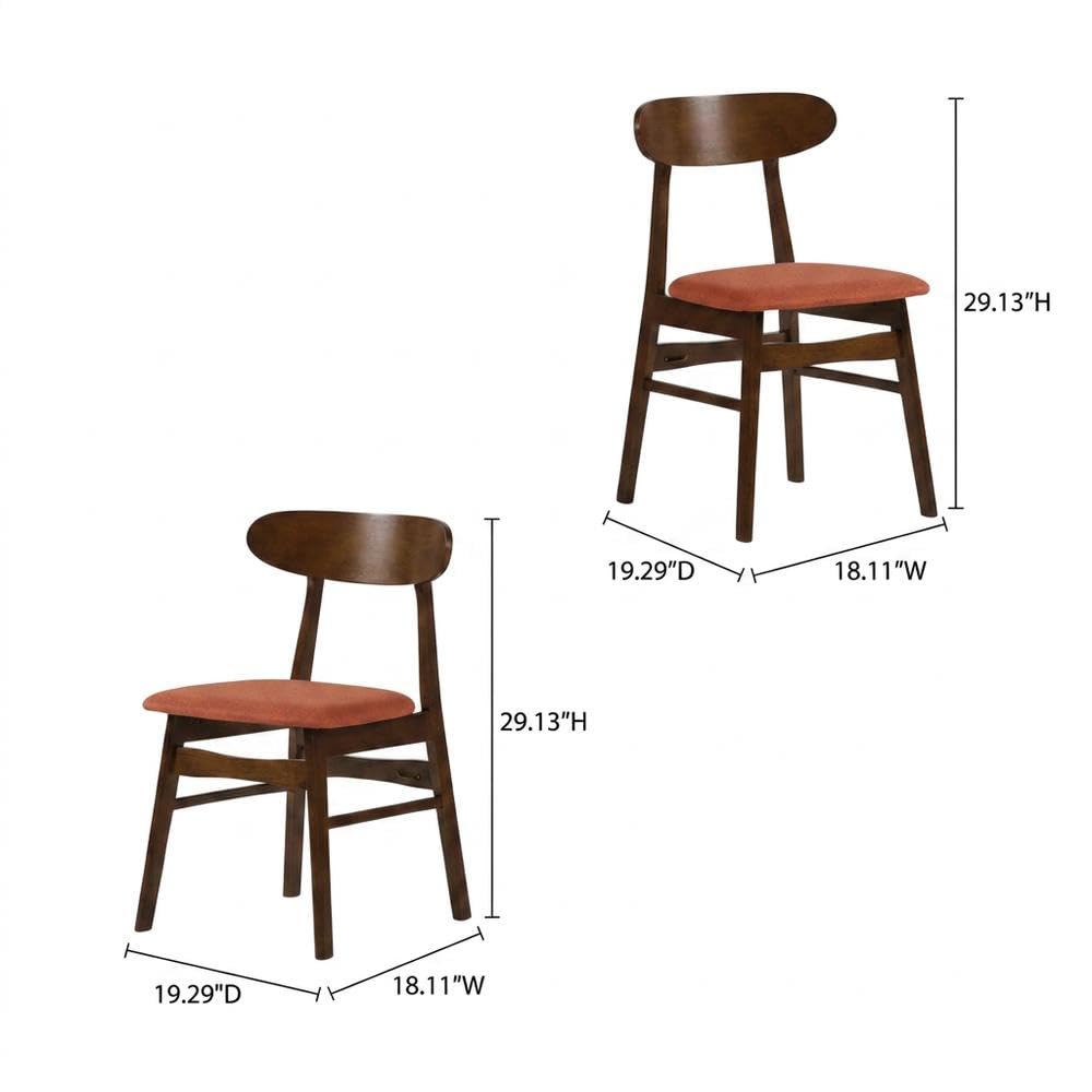 Wooden Dining Chairs with Cushioned Seat Set of by Starlight Canyon Home – Wood, Orange, Pack of 2