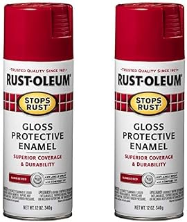 Rust-Oleum 7762830 Stops Rust Spray Paint, 12 Ounce, Gloss Sunrise Red (Pack of 2)