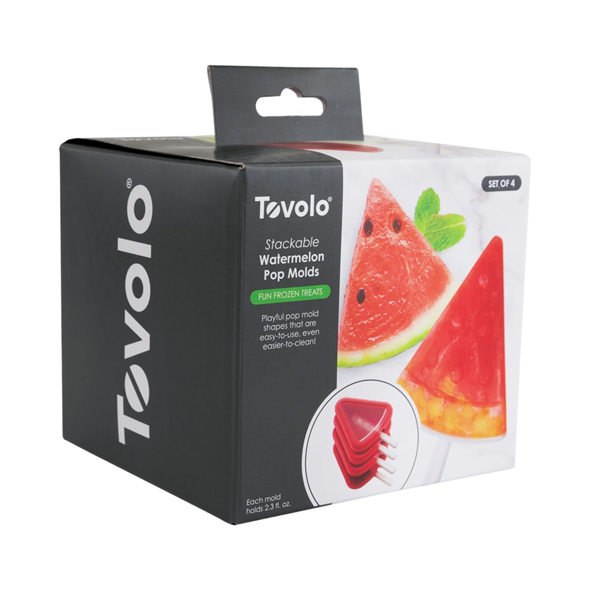 Molds Freezer Pop Watermelon Set of 4 by Tovolo – 1 Pack, 2.5 fluid_ounces, Silicone, Candy Apple, Pack of 4