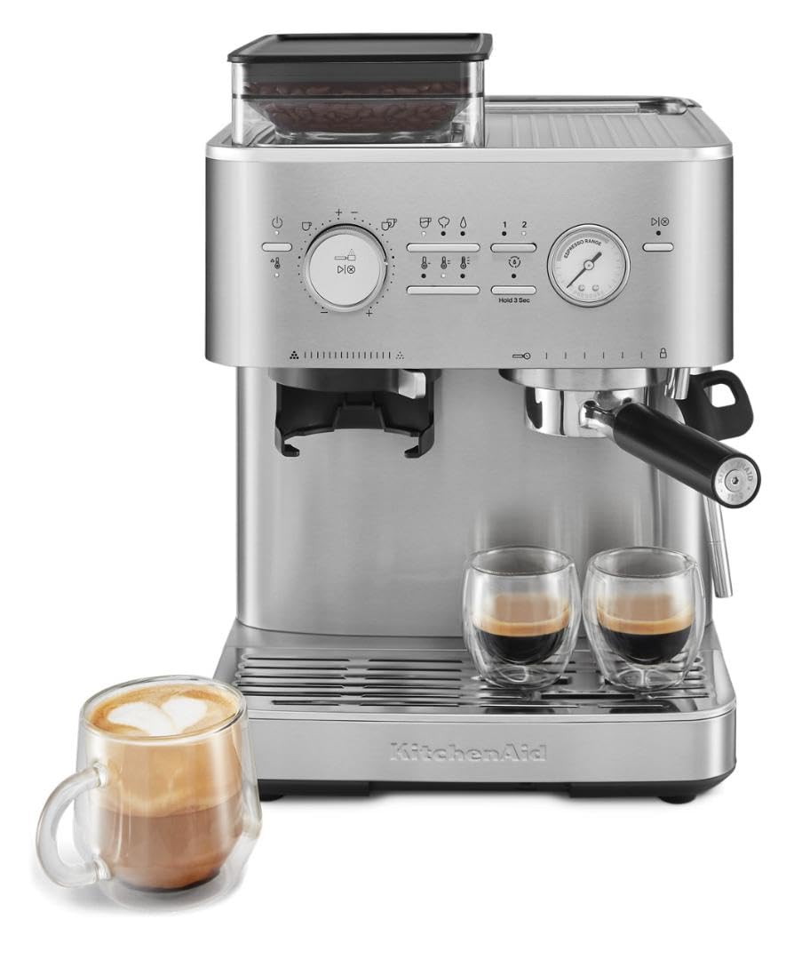 KitchenAid Brushed Stainless Steel / 2.5L / Semi with Burr Semi-Automatic Espresso Machines