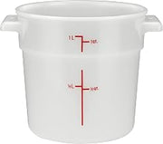 Winco 1 qt White Round Food Storage Plastic Container