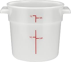 Winco 1 qt White Round Food Storage Plastic Container