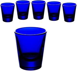 Libbey 1.5 Ounce Whiskey Shot Glass, Cobalt Blue, Set of 6 Glasses