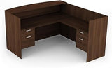 Kai by i5 Commercial 71" x 72" L-Shape Reception Desk with Double Hanging Pedestals RD7172P-1 Walnut