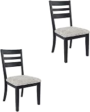 Starlight Canyon Home Upholstered Ladderback Dining Chairs Set of 2, Acacia Veneer Kitchen Chairs for Dining Table and Room, Dark Charcoal