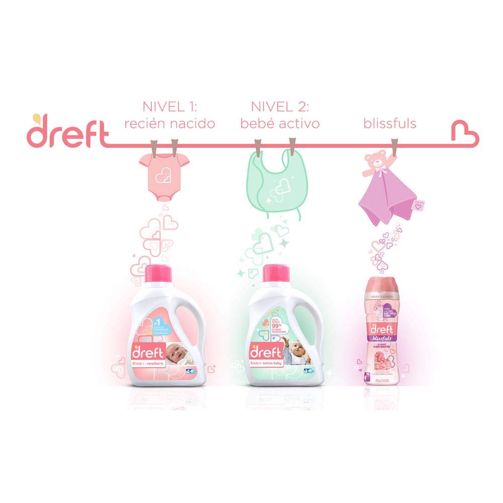 Blissfuls In-Wash Scent Booster - Original Baby Fresh Scent - 9.7 oz (Pack of 3) by Dreft – 9.7 Ounce (Pack of 3), Pack of 3, Model DREFT FE BLISSFULS REG 4/9.7Z