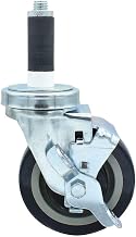 BK Resources 4" Polyurethane 1" Expanding Stem Swivel Caster for Work Tables with Top Lock Brake, NSF, 300lb Capacity Per Wheel