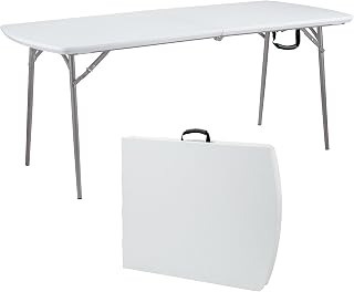 National Public Seating 30" x 72" Plastic Folding Table - Fold in Half, Heavy-Duty, Portable, Indoor/Outdoor Table for Office, Camping, Events & Parties – Scratch & Heat Resistant, Speckled Gray