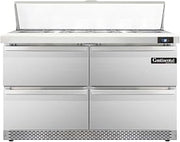SW48-12C-FB-D Sandwich Unit, 48" W, With 12 Pan Top Openings, Front Breathing, Four Drawers & 19" Cutting Board