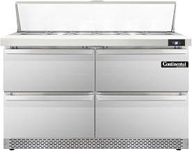 SW48-12C-FB-D Sandwich Unit, 48" W, With 12 Pan Top Openings, Front Breathing, Four Drawers & 19" Cutting Board