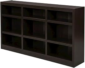 Furnifact Espresso Wall Storage Unit with 6 Adjustable Shelves, Sturdy Wood Bookcase for Home Office and Living Room Display