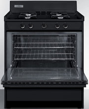 30" Wide Open Burner Gas Range in Black with Electronic Ignition by Summit Appliance – 3.69 cubic_feet, Porcelain and Steel, Black, Model TNM2107C