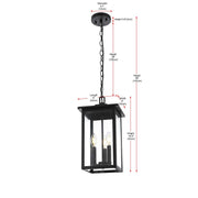 Carlisle 7" Outdoor Pendant in Black by Elegant Lighting – 9.00"W x 16.50"H x 9.00"L, Glass, Black, Model OD325H17BK