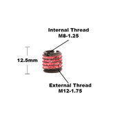 E-Z LOK 10.4mm / M8-1.25 Internal Threads, M12x1.75 External Threads, 12.50 mm Length / Red Thread Locking Inserts