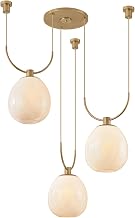 Troy Lighting JOVE 3-Light Chandelier | Patina Brass Finish | Cloud Seeded Glass Shades | Jewelry-Inspired Sculptural Ceiling Light | Adjustable Braided Cord Design | 36.5" W x 18.5" H | F7536-PBR