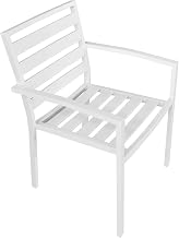Global Industrial Aluminum Slatted Dining Armchair, White, 4 Pack