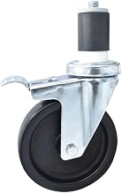 BK Resources 5" Polyolefin 1-1/2" Expanding Stem Swivel Caster for Work Tables with Total Lock Brake, NSF, 300lb Capacity Per Wheel