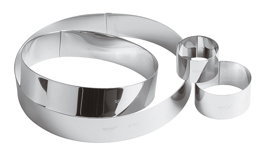 Mousse Ring up to 16 inches by PADERNO – Diametro 16 cm, Stainless Steel, Silver, Model 47532-16