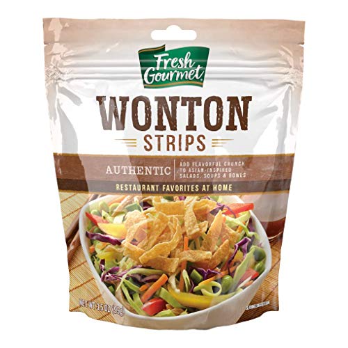 Fresh Gourmet Wonton Strips / Authentic / 3.5 Ounce (Pack of 9) Salad Toppings