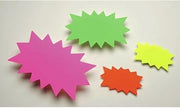 Ready Flow Mini Assorted Fluorescent Solar Burst Sign Cards - 5 1/2" L x 3 1/2" H, 100 per Pack