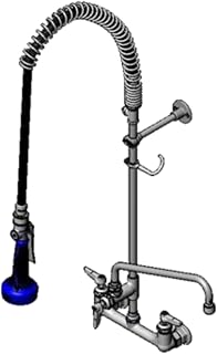 T&S Brass Pre-Rinse: 8" Wall Mount, Ceramas, Adf 12" Nozzle, 2.2 Gpm Vr Aerator, B-0108, Swivel, Tee