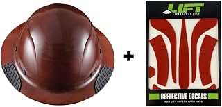 Lift Safety Helmet - Natural DAX Hard Hat HDF-15NG with Red DAX Reflective Decals HDRD-20RD, Medium