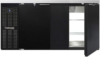 BBC69-PT Two Section Refrigerated Pass-Thru Back Bar Cooler, 69" W x 34-3/4"H, Black Exterior