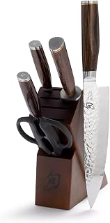Shun Premier 6-Piece Knife Block Set, Damascus Steel, Pakkawood Handle