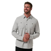 Mens Cloud Waffle Button Heather Light Grey Small by TravisMathew – Polyester Blend, Heather Light Grey, Model A42698_0HLG_