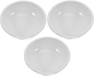 Healeved Porcelain Evaporating Dish and Rational Diameter-Depth Ratio 3pcs with Spout White Ceramic Bowl with Uniform Heating Smooth for Science Teaching Lab and Chemistry Experiments