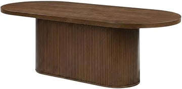 Furnifact Walnut Oval Dining Table, Solid Wood Traditional Style, Seats 6, Rich Warm Finish for Dining Room, Comfortable Dining Room Furniture