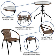 Flash Furniture Clear/Dark Brown / Table + 4 Chair / Round Table + 4 Chairs Table & Chair Sets