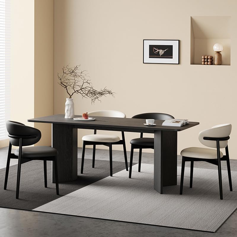 Mesa De Jantar Retro Wooden Dining Table Living Room Black Rock Slab Home Small Apartment Diner Table by JOYNOW – One Size, 200x90x75cm, Model 8524