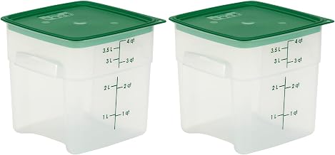 Cambro Food Storage Containers with Lids (Microwave Safe and BPA-Free) - 4 QT (Quart) Square Food Storage Container with Lid (2 Pack)