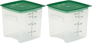 Cambro Food Storage Containers with Lids (Microwave Safe and BPA-Free) - 4 QT (Quart) Square Food Storage Container with Lid (2 Pack)