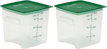 Cambro Food Storage Containers with Lids (Microwave Safe and BPA-Free) - 4 QT (Quart) Square Food Storage Container with Lid (2 Pack)