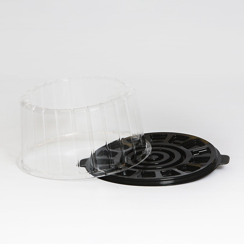 EZ Open Double Layer Cake Container with Dome Lid Clear by Inline Plastics – 8", 100.0 liters, Plastic, Black, Pack of 100