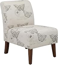 Brown Linen Butterfly Lily Chair by Furnifact – Eucalyptus Wood, Local Hardwoods, Fabric, Foam, Rubberwood,Plywood, Brown