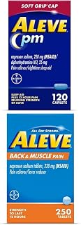 Aleve PM Naproxen Sodium Caplets, 120 Count Back & Muscle with Naproxen, 250 Count, Sleep Aid and Pain Relief