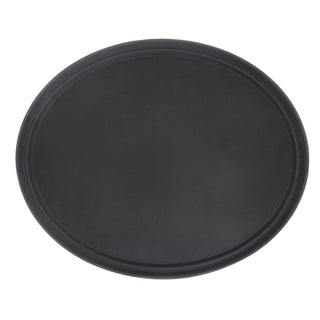 Serving Tray Large Nonskid Oval Black Polypropylene - 28 1/2 L x 23 1/4 W x1 1/4 H by HUBERT – 29" x 23.5" x 1.3", Plastic, Black, Model 2900CT