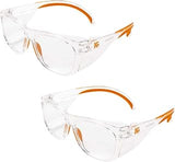 KLEENGUARD Maverick Safety Glasses with Intergrated Side Shields (2 Pair) (49301 Clear Anti-Fog Lens with Clear Frame and Orange Tips)