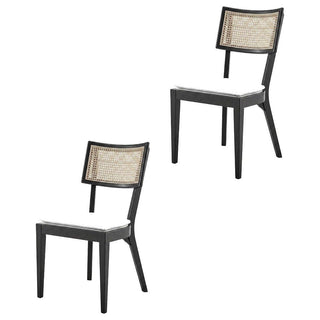 Fabric-Upholstered Wood Dining Chairs Set of by Furnifact – Wood, Black White, Pack of 2