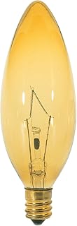 Satco S3813 25 Watt B9.5 Incandescent 120 Volt Candelabra Base Light Bulb, Transparent Amber
