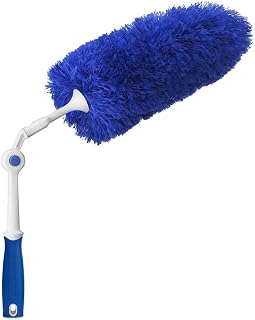 UNGER Connect and Clean Microfiber Duster with Pivoting Handle, Dusters for Cleaning, Compatible with Telescopic Poles, Dusting Tools, Cleaner Tool for Windows, TVs, Moldings, Cupboards, Cabinets