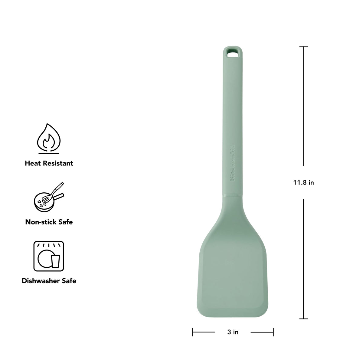 Short Turner by KitchenAid – 11.8-Inch, Plastic, Cardamom, Model KHA015OHCDA